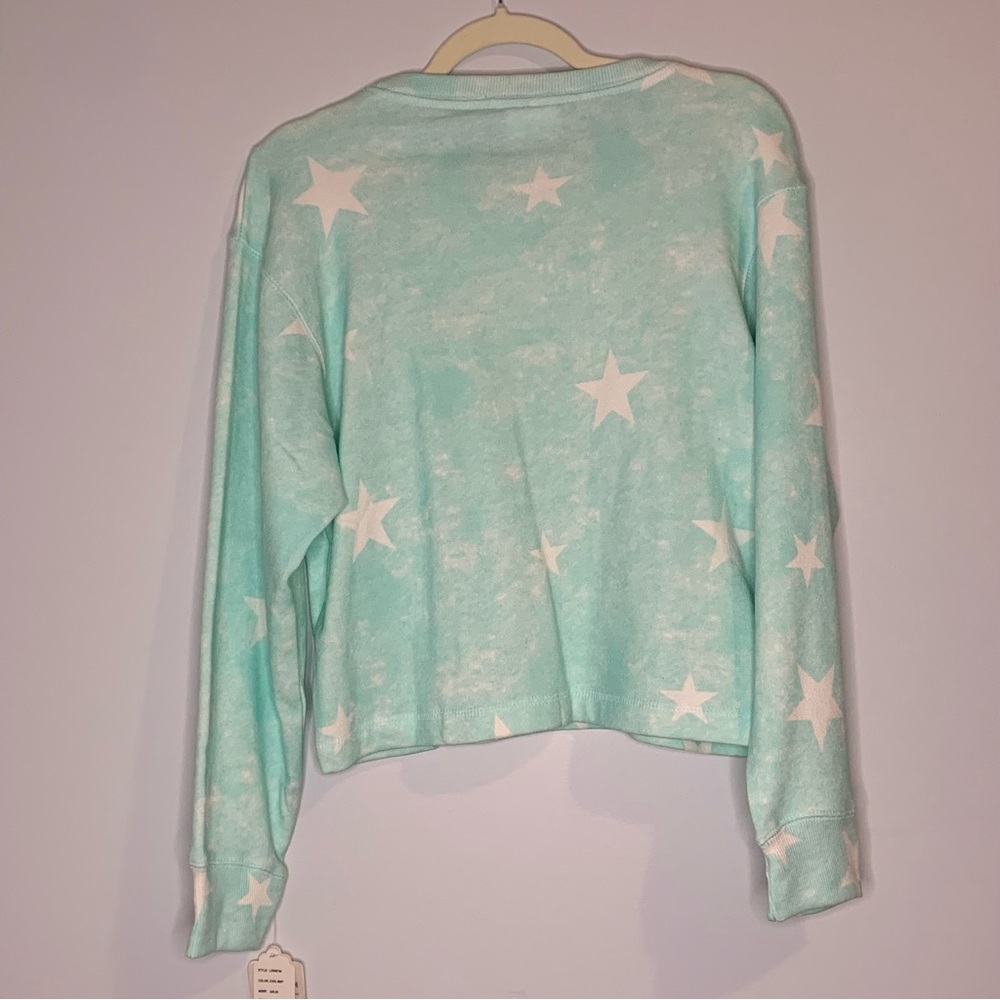 Dreamsicle Mint Green Sweatshirt with Subtle White Stars and Shading NWT - Picture 3 of 8